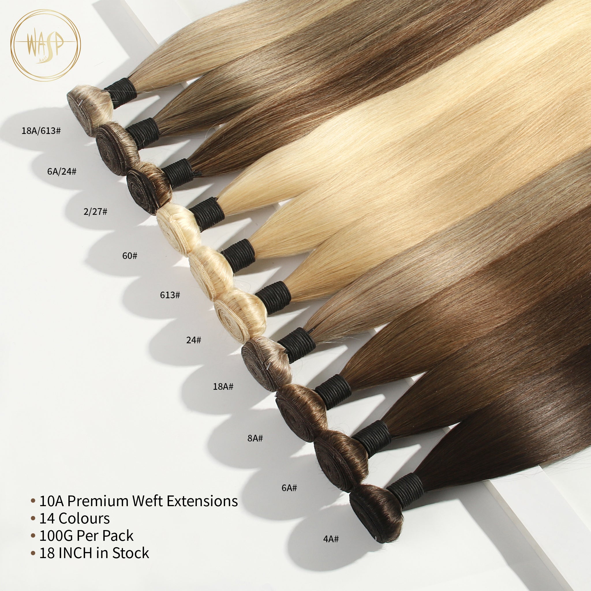 18"  10A GRADE WEFT HAIR EXTENSIONS DELUXE BOX